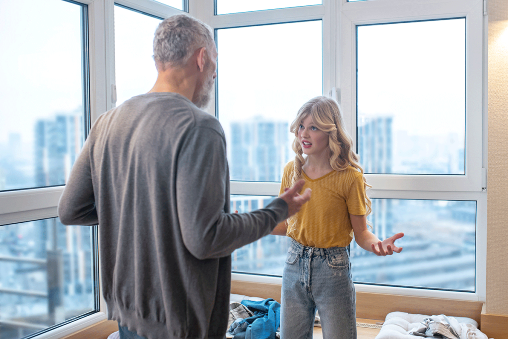 Teen arguing with dad while having constant mood swings